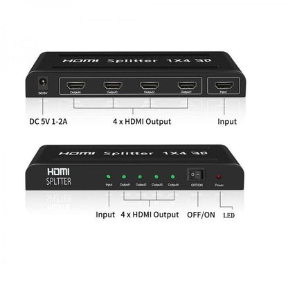 Splitter Hdmi 1.4 1080P 3D 4K Full Hd 4 Uscite Alta Risoluzione - Dvd Tv Ps4 Pc