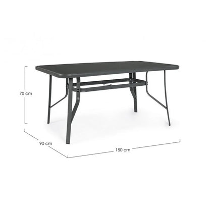Tavolo Rettangolare Martinez 150X90 con Piano in Vetro Temperato