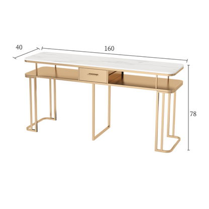 Tavolo per Unghie - Struttura in Metallo Resistente, Design Elegante, Piano in Marmo, Ampio Spazio, Montaggio Facile. singola(40 * 120 * 78CM, oro).doppia(40 * 160 * 78CM, oro)…