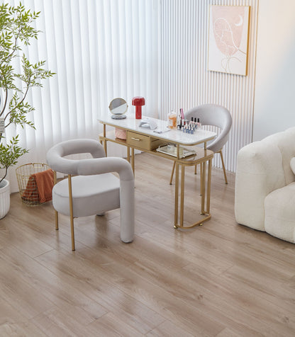 Tavolo per Unghie - Struttura in Metallo Resistente, Design Elegante, Piano in Marmo, Ampio Spazio, Montaggio Facile. singola(40 * 120 * 78CM, oro).doppia(40 * 160 * 78CM, oro)…