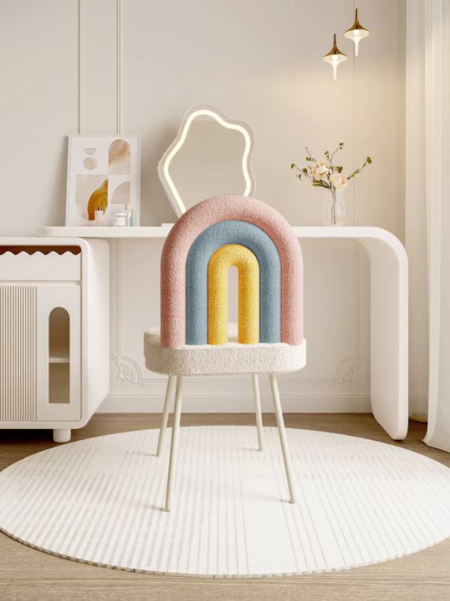 ✨ Regenbogen-Loungesessel Weich | Bezug aus Bouclé-Stoff Die magische Note für Ihren Maniküresalon ✨