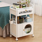 Residential beauty salon trolley with wheels and 1 drawer, 1 transparent cabinet, white trolley, beauty salon trolley, modern work trolley for living room bathroom