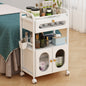 Residential beauty salon trolley with wheels and 1 drawer, 1 transparent cabinet, white trolley, beauty salon trolley, modern work trolley for living room bathroom