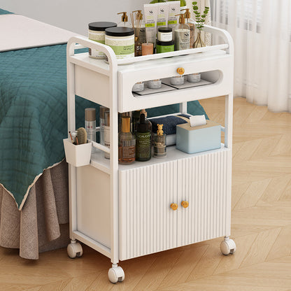 Rollwagen für Schönheitsstudio, mit Rollen und 1 Schublade, 1 durchsichtiges Schränkchen, weißer Rollwagen, Rollwagen für Schönheitssalon, moderner Arbeitswagen für Badezimmer, Wohnzimmer