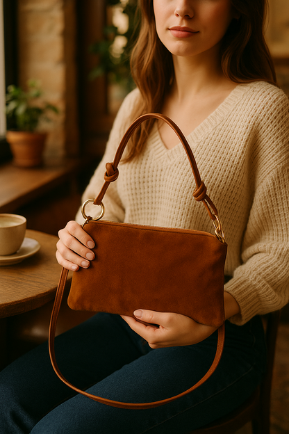 Compact Italian Leather Bag with Straps by Modex™