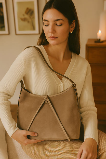 Structured Italian Leather Shoulder Bag with Adjustable Strap by Modex™