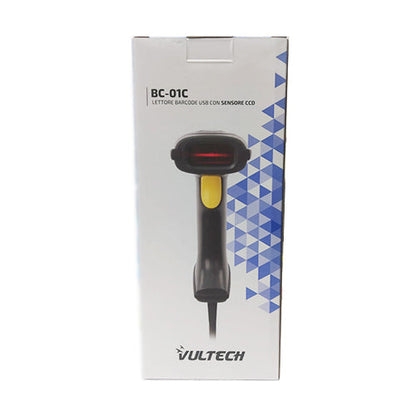 Vultech Bc-01 Lettore Pistola Barcode Scanner Laser Usb Codice A Barre Nero