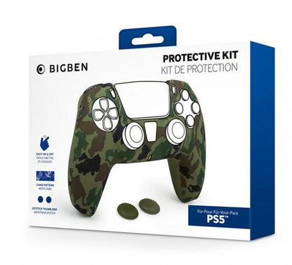 COVER BIGBEN DUALSENSE PS5 SKIN PLAY STATION 5 CAMO GREEN NACON + 2 GRIP LEVETTE