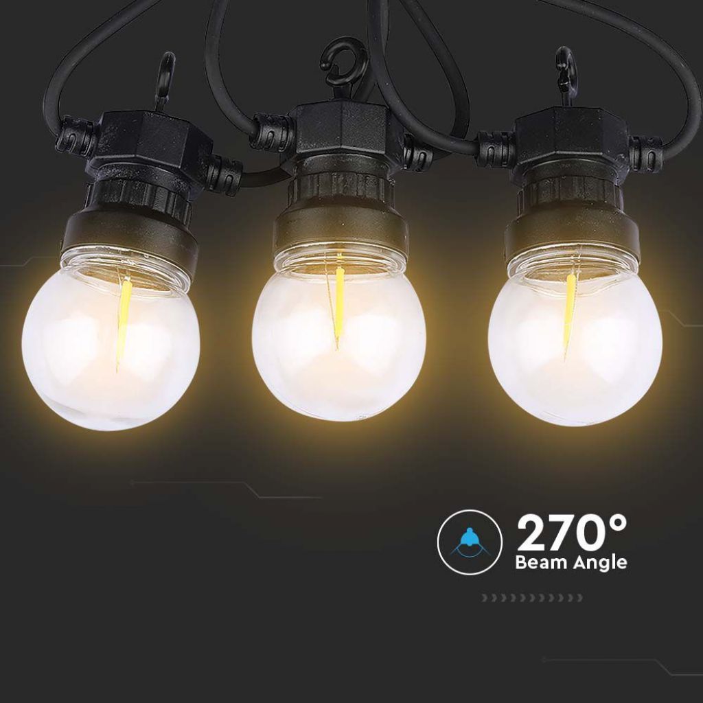 Catenaria LED 5m 10 Lampadine Filamento Bianco Caldo