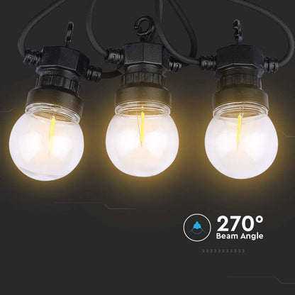 Catenaria LED 5m 10 Lampadine Filamento Bianco Caldo