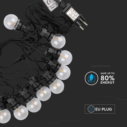 Catenaria LED 5m 10 Lampadine Filamento Bianco Caldo