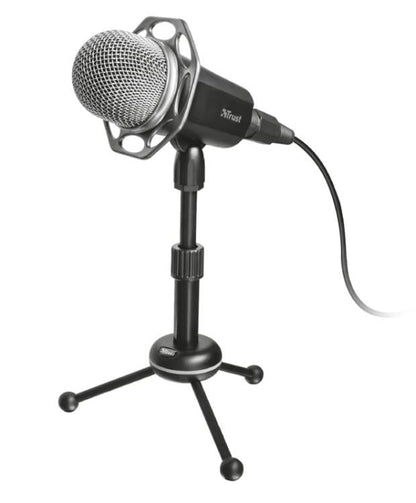 Trust Mikrofon 21672 Rundum Mikrofon Ständer PC Laptop Karaoke Chat Singen Aufnehmen