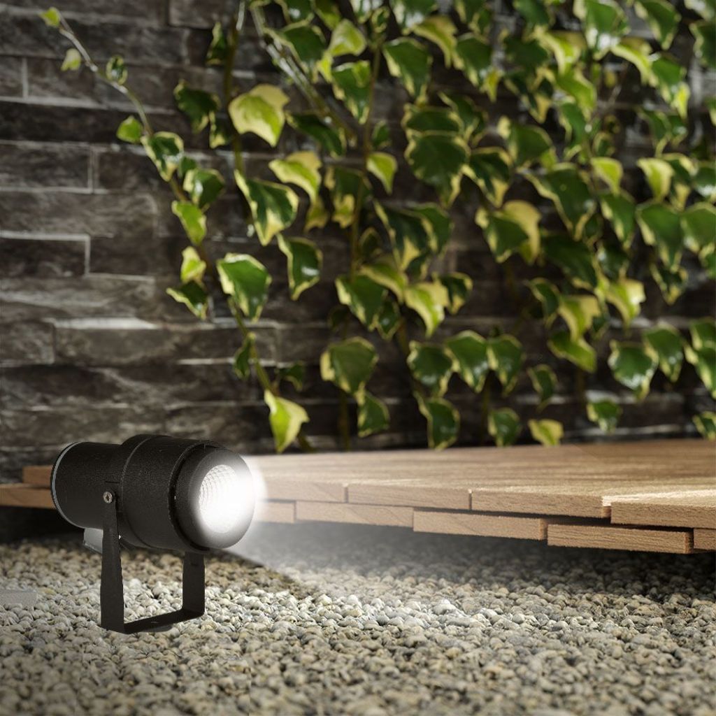 LED-Gartenstrahler 12W Schwarz Warmweiß 880lm