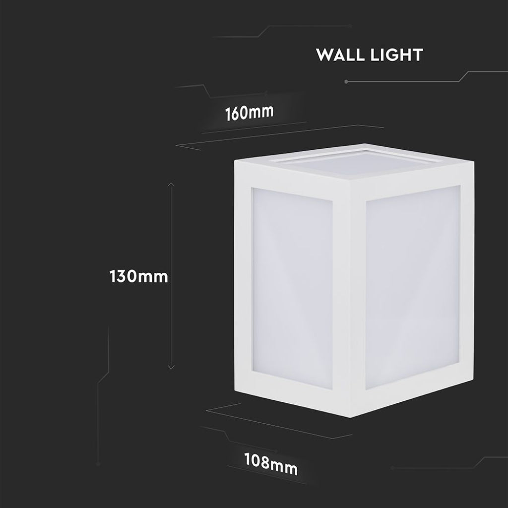 Lanterna LED Muro 12W Quadrata IP65 4000K Bianca V-TAC