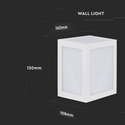 Lanterna LED Muro 12W Quadrata IP65 4000K Bianca V-TAC