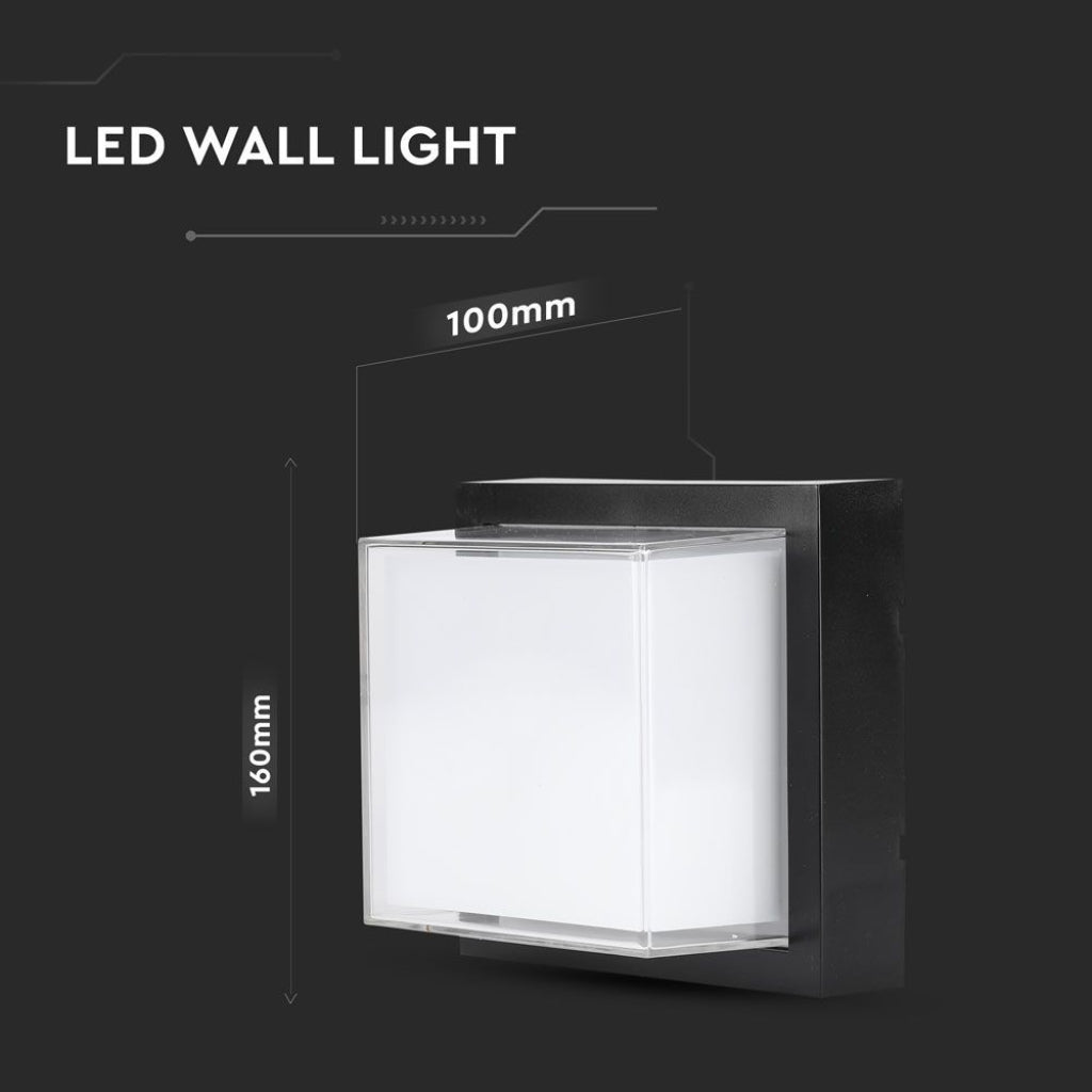 LED Wandleuchte Quadratisch 12W 3000K IP65 Schwarz V-TAC