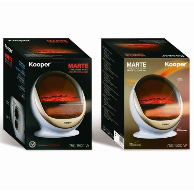 Kooper Marte Heizlüfter Elektrokamin Kaminofen LED Flamme 1500W