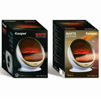Kooper Marte Heizlüfter Elektrokamin Kaminofen LED Flamme 1500W