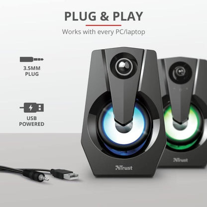 Trust Ziva Gaming Speaker Set Casse Rgb Altoparlanti 2.0 Pc Illuminati Computer