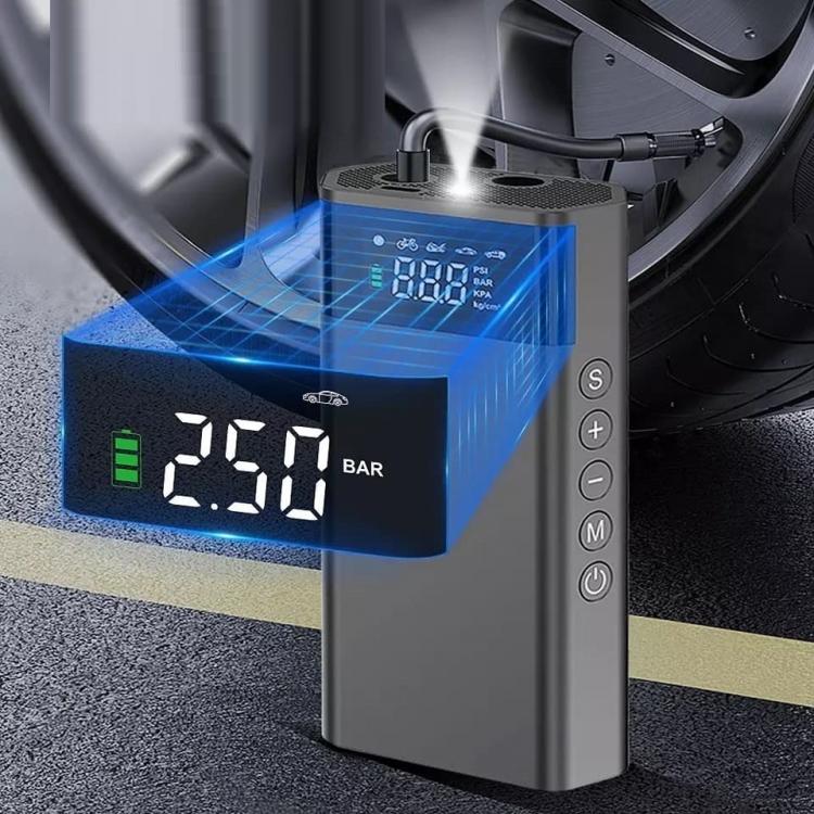Tragbarer Mini-Luftkompressor, wiederaufladbare Pumpe mit LED-Anzeige für Motorrad und Auto