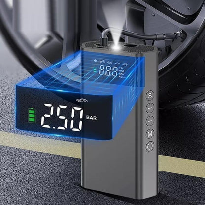 Tragbarer Mini-Luftkompressor, wiederaufladbare Pumpe mit LED-Anzeige für Motorrad und Auto