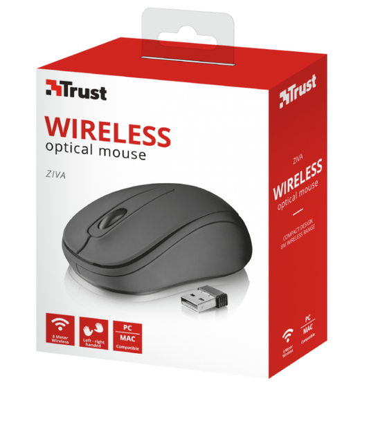 Trust Ziva Wireless Optical Mouse 3 Pulsanti Ambidestro Ottico 1000 Dpi Nero Pc