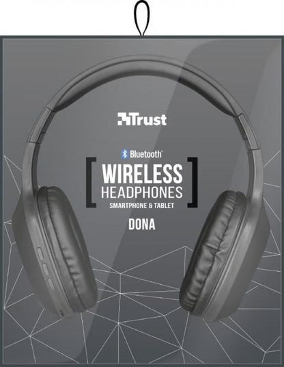 Trust Cuffia Wireless Bluetooth Mp3 Micro Sd Auricolare Cuffie Microfono Dj Pc