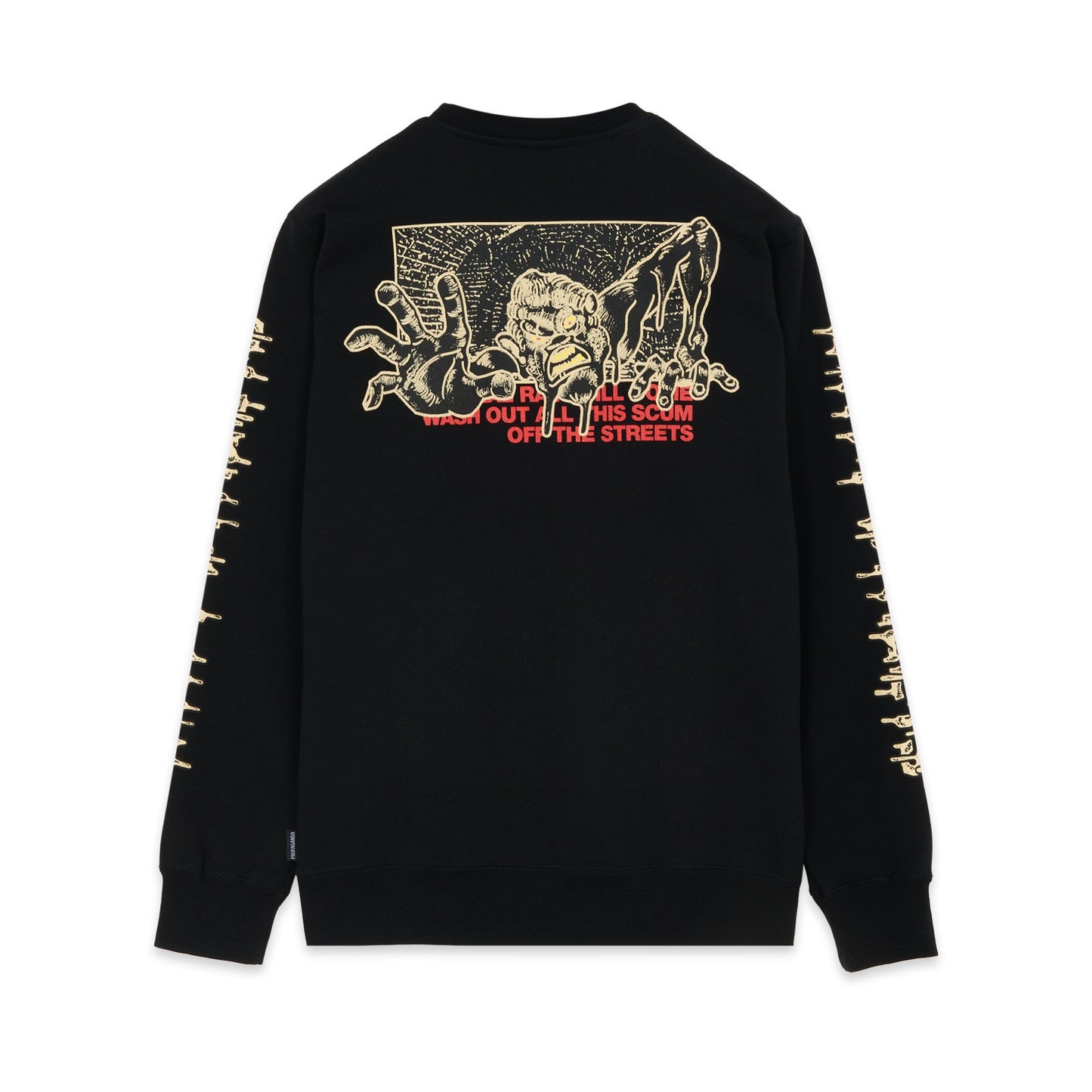 Propaganda felpa girocollo con stampa avanti e retro Dirty Street Crewneck 22FWPRFE732-01 nero