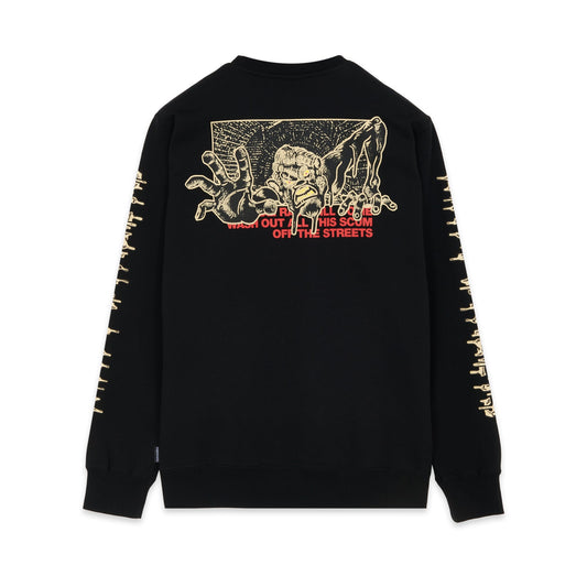 Propaganda felpa girocollo con stampa avanti e retro Dirty Street Crewneck 22FWPRFE732-01 nero