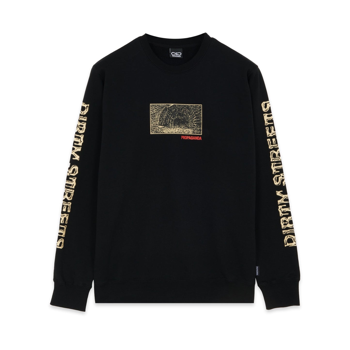 Propaganda felpa girocollo con stampa avanti e retro Dirty Street Crewneck 22FWPRFE732-01 nero