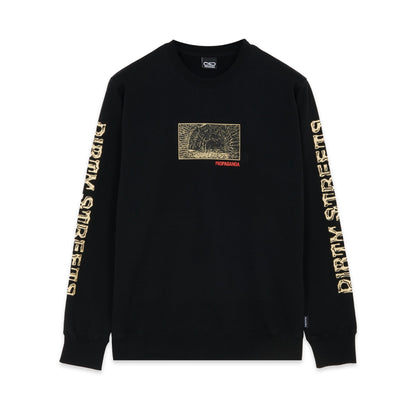 Propaganda felpa girocollo con stampa avanti e retro Dirty Street Crewneck 22FWPRFE732-01 nero