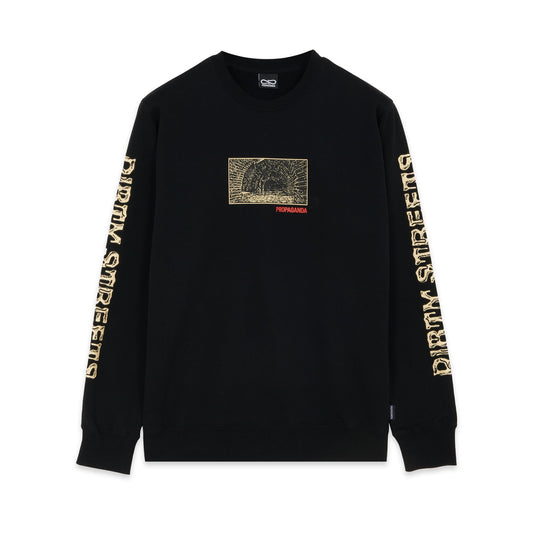Propaganda felpa girocollo con stampa avanti e retro Dirty Street Crewneck 22FWPRFE732-01 nero