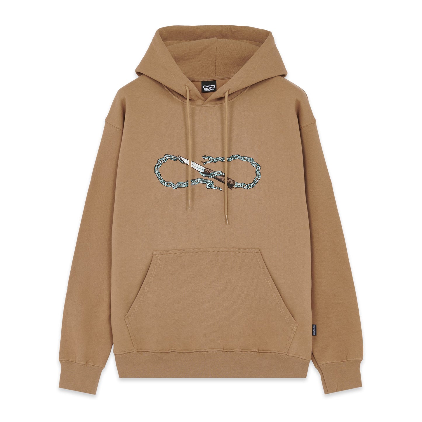 Propaganda Felpa con cappuccio e tasca a marsupio Logo Chain Hoodie 22FWPRFE736-52 camel