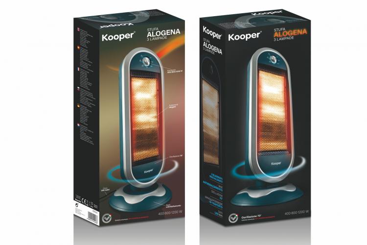 Kooper Halogenheizung Oszillierend Rotierend 3 Heizelemente 1200W Florida Home