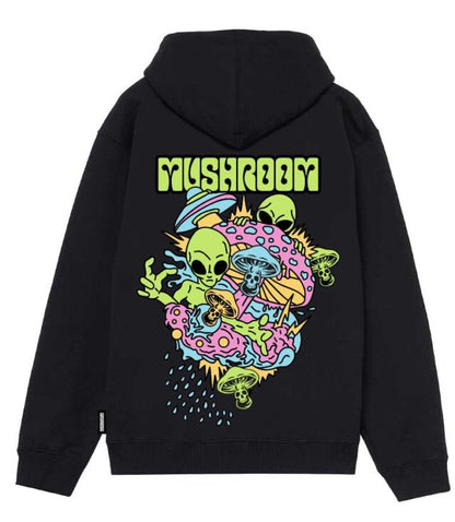 Mushroom Felpa con cappuccio in cotone con stampa 22FWMU21004-01 black
