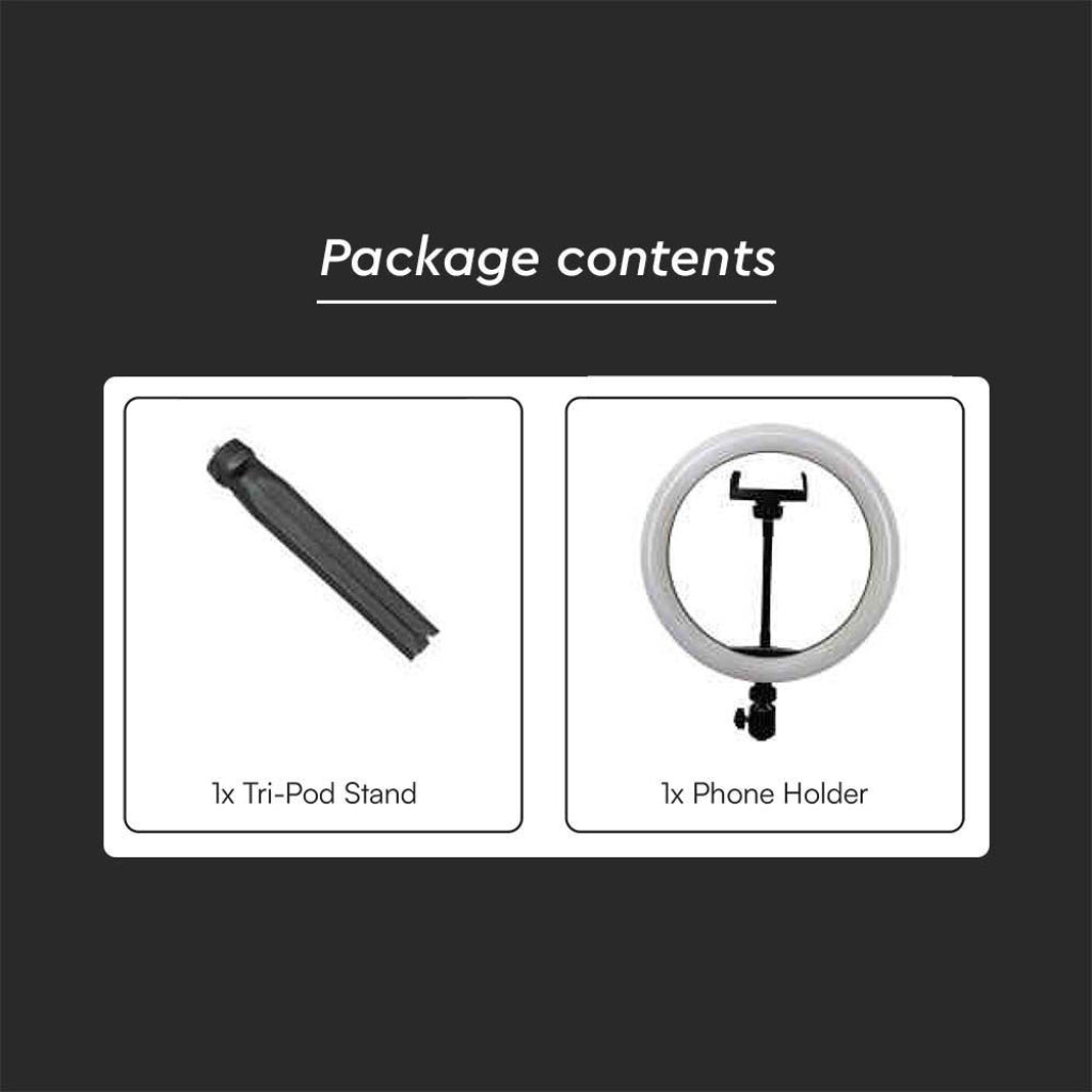V-Tac Ring Light LED 7W 26cm con Treppiede e Supporto Smartphone