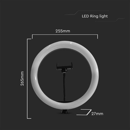 V-Tac Ring Light LED 7W 26cm con Treppiede e Supporto Smartphone