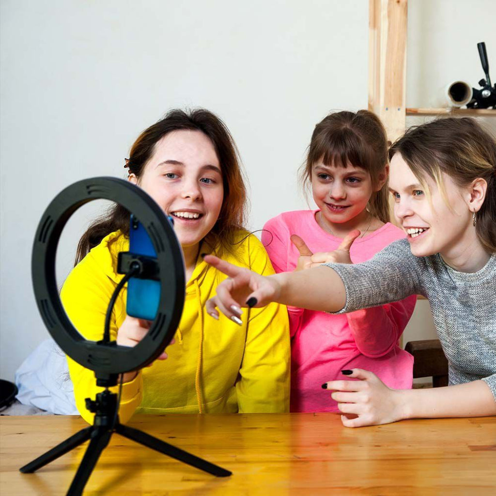 V-Tac Ring Light LED 7W 26cm con Treppiede e Supporto Smartphone