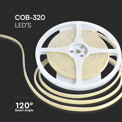 V-Tac LED COB Streifen 24V 10W/m Bernstein IP67 5m Flexibel Wasserdicht