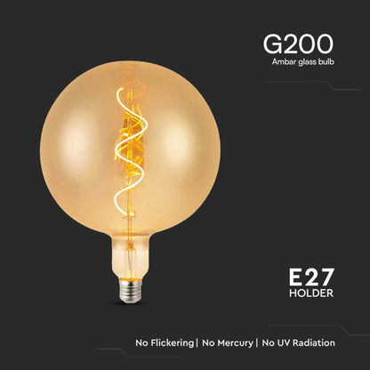 LED-Glühbirne E27 4W Spiralfaden G200 Amber 2700K