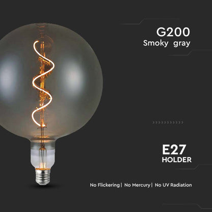 V-Tac LED-Glühbirne E27 4W G200S Rauchglas 2700K Dekorative Spirale