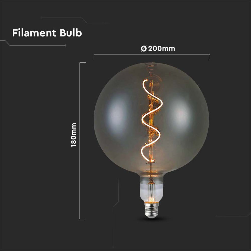 V-Tac LED-Glühbirne E27 4W G200S Rauchglas 2700K Dekorative Spirale