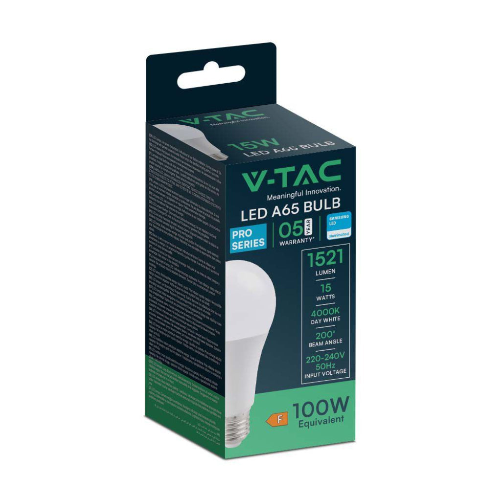 Lampadina LED E27 15W A65 Samsung Chip 6500K Luce Fredda