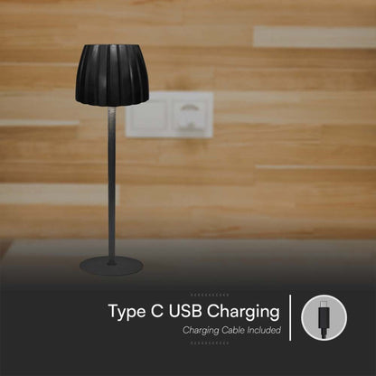 Lampada LED da Tavolo 2,7W Ricaricabile USB-C Touch Nera