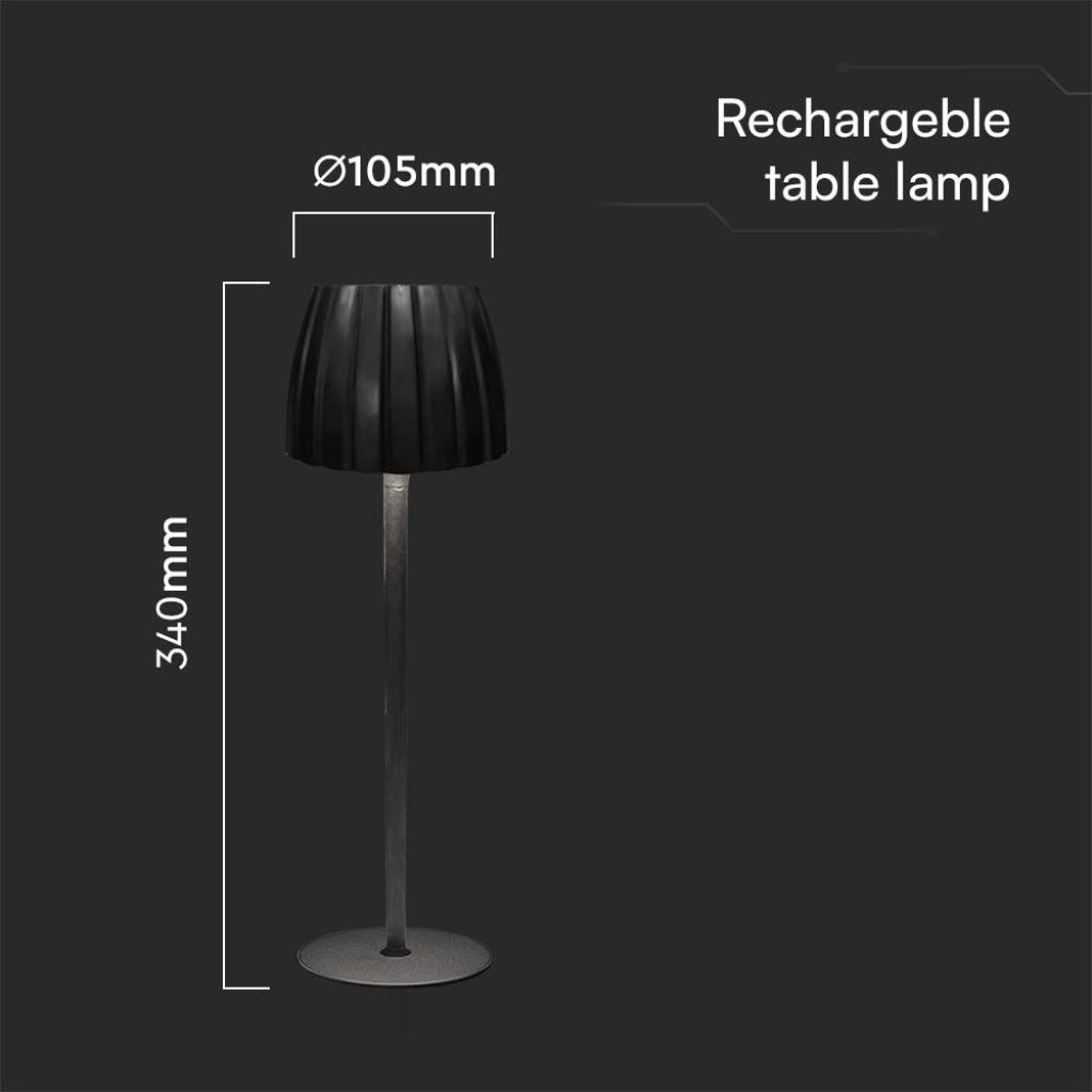 Lampada LED da Tavolo 2,7W Ricaricabile USB-C Touch Nera