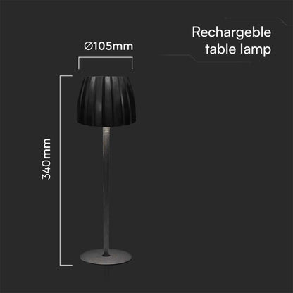 Lampada LED da Tavolo 2,7W Ricaricabile USB-C Touch Nera