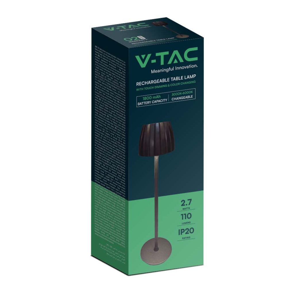 Lampada LED da Tavolo 2,7W Ricaricabile USB-C Touch Nera