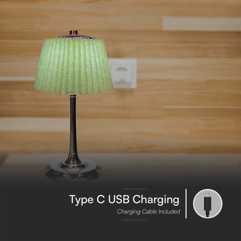 Lampada LED da Tavolo 15W Ricaricabile con Batteria USB-C 3in1 Verde Cromato