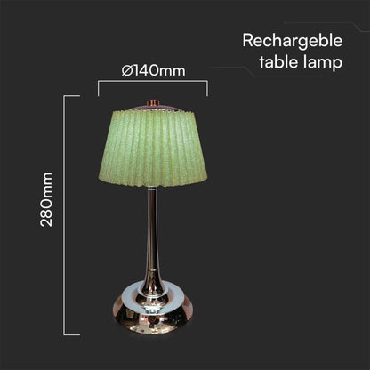 Lampada LED da Tavolo 15W Ricaricabile con Batteria USB-C 3in1 Verde Cromato