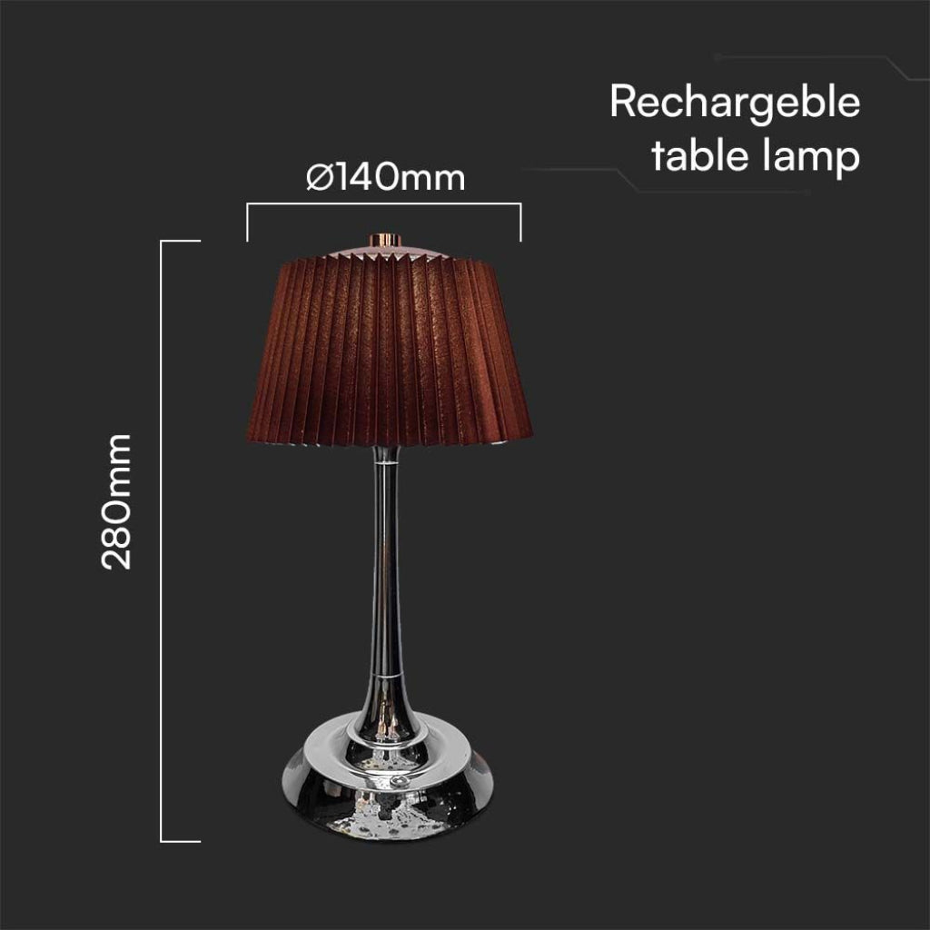 Lampada LED da Tavolo 15W Touch 3in1 con Batteria USB-C Marrone
